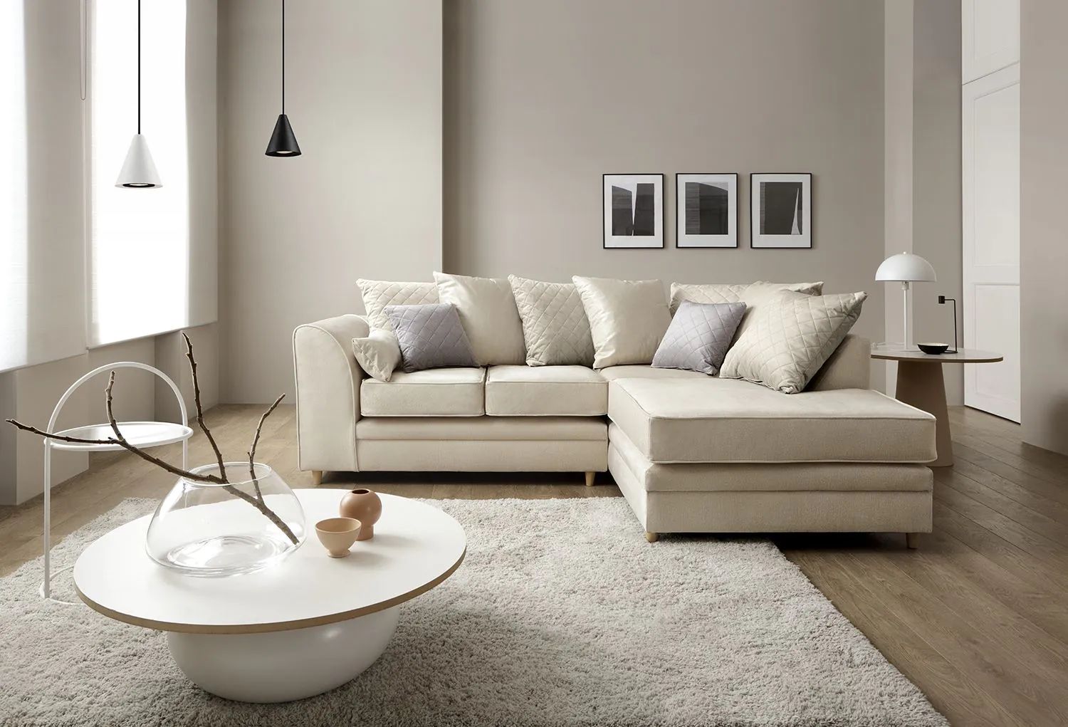 Plush Velvet L-Shape Dylan Sofa